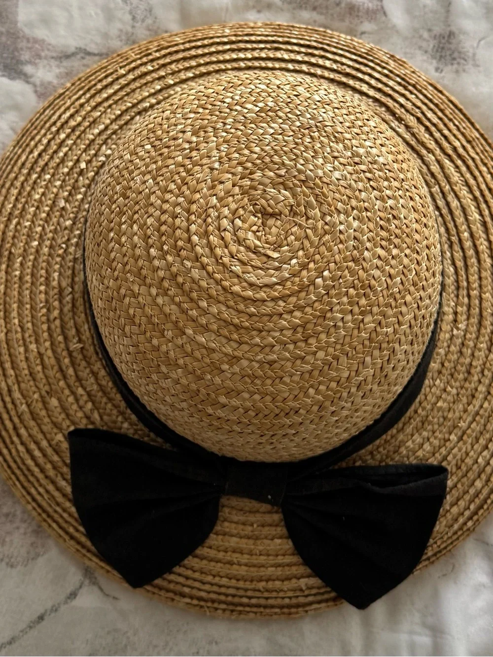 I Shalom Co 100% Straw Sun Hat with Black Bow beach summer vacation rodeo casual